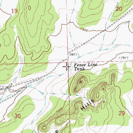 Topographic Map of Fence Line Tank, NM