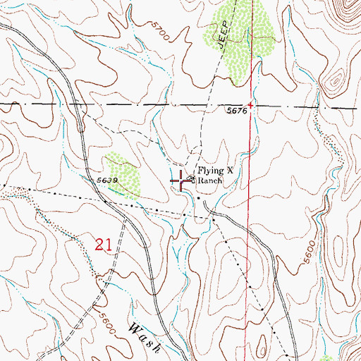 Topographic Map of Flying X Ranch, NM