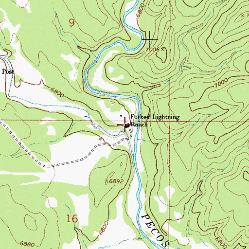 Topographic Map of Forked Lightning Ranch, NM