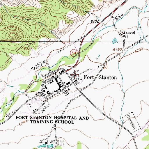 Topographic Map of Fort Stanton, NM