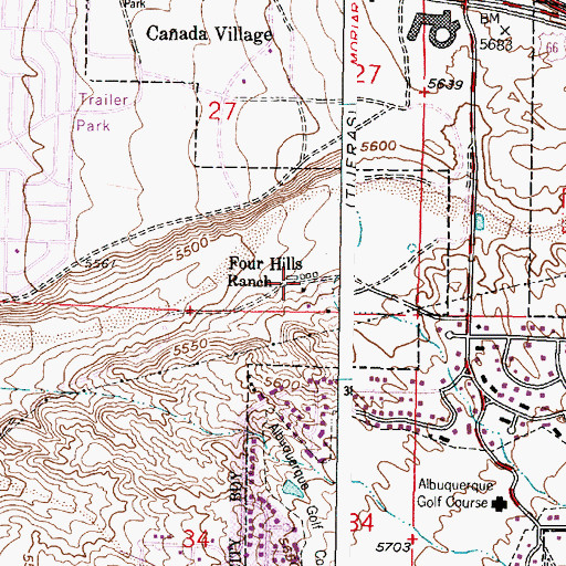 Topographic Map of Four Hills Ranch, NM