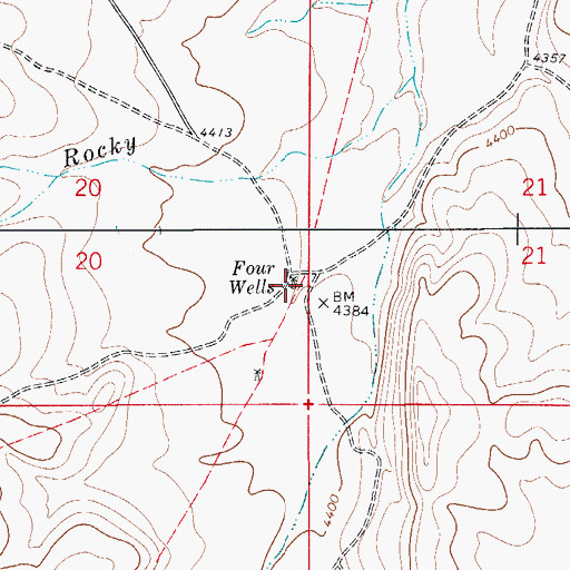 Topographic Map of Four Wells, NM