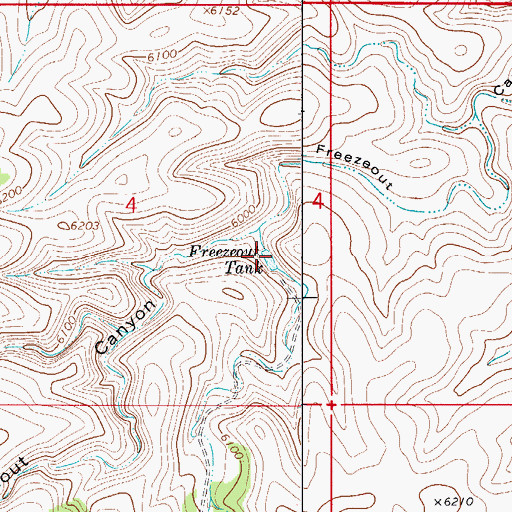 Topographic Map of Freezeout Tank, NM