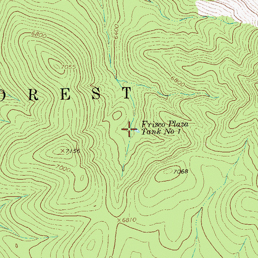 Topographic Map of Frisco Plaza Tank Number 1, NM