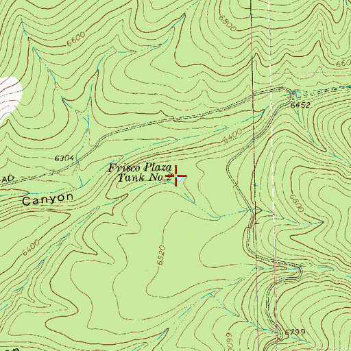 Topographic Map of Frisco Plaza Tank Number 2, NM