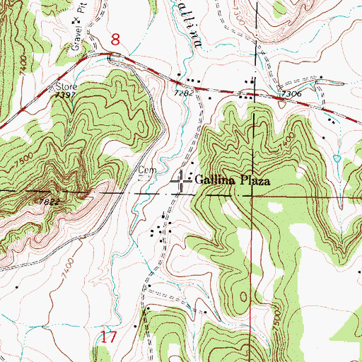 Topographic Map of Gallina Plaza, NM
