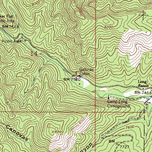 Topographic Map of Gallinas Cabin, NM