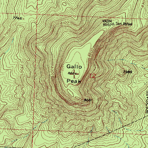 Topographic Map of Gallo Peak, NM