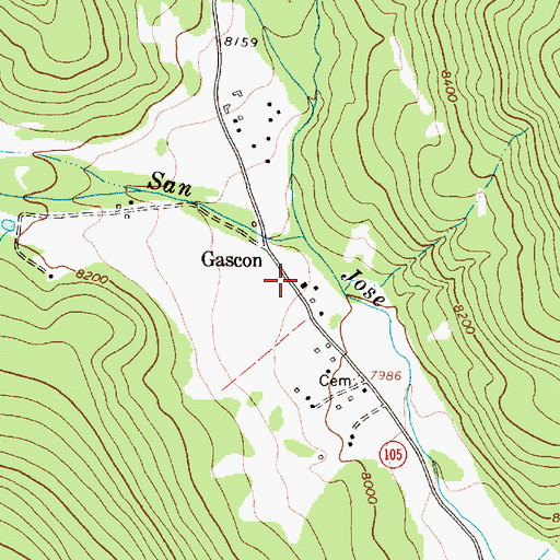 Topographic Map of Gascon, NM