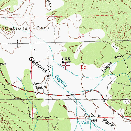 Topographic Map of Gattons Park, NM
