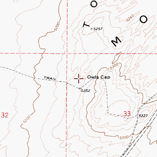 Topographic Map of Owls Cap, AZ