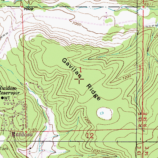 Topographic Map of Gavilan Ridge, NM