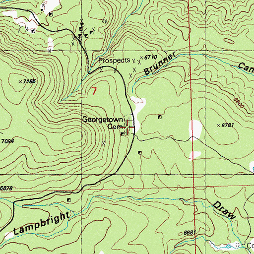 Topographic Map of Georgetown Cemetery, NM