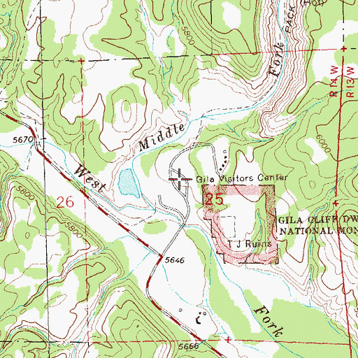 Topographic Map of Gila Vistors Center, NM