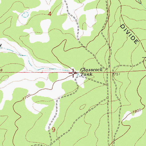 Topographic Map of Glasscock Tank, NM
