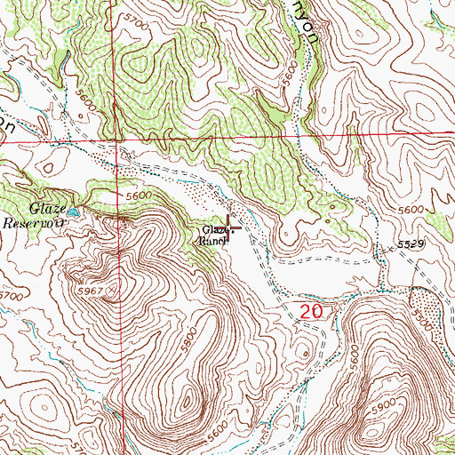 Topographic Map of Glaze Ranch, NM