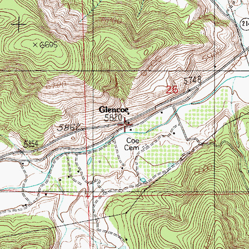 Topographic Map of Glencoe, NM