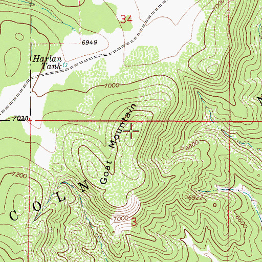 Topographic Map of Goat Mountain, NM