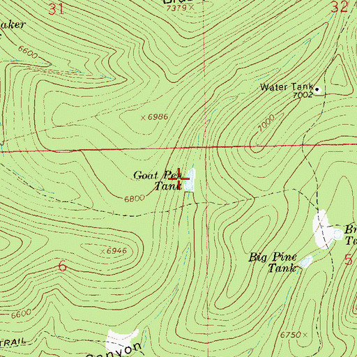 Topographic Map of Goat Pen Tank, NM