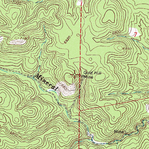 Topographic Map of Gold Hill Mine, NM