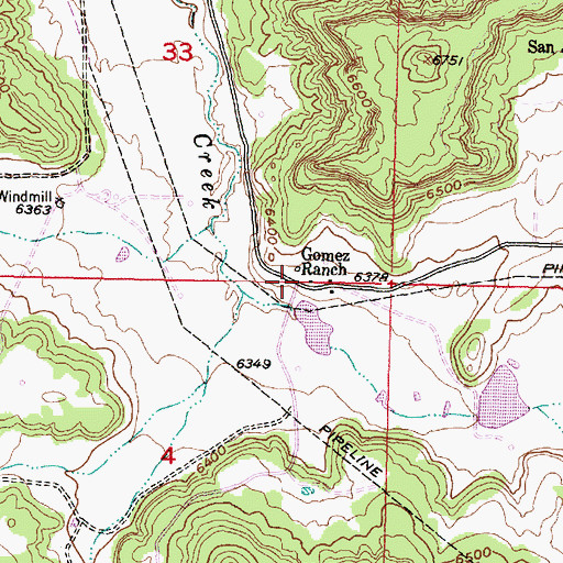 Topographic Map of Gomez Ranch, NM