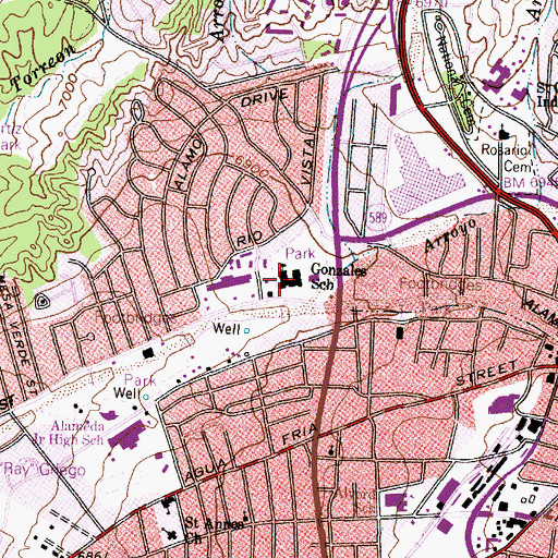 Topographic Map of Gonzales School, NM
