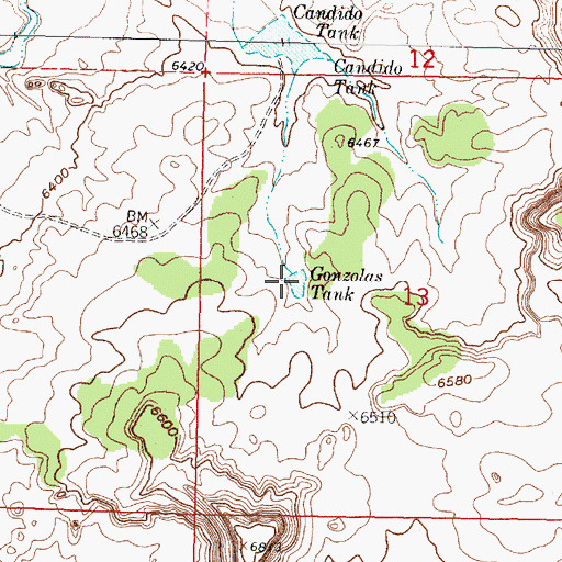 Topographic Map of Gonzolas Tank, NM