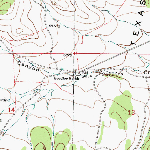 Topographic Map of Goodloe Ranch, NM