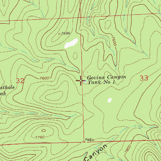 Topographic Map of Govina Canyon Tank Number 1, NM