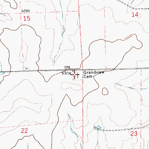 Topographic Map of Grandview Cemetery, NM