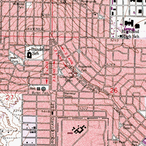 Topographic Map of Grandview Green, NM