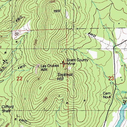 Topographic Map of Grant County Mine, NM