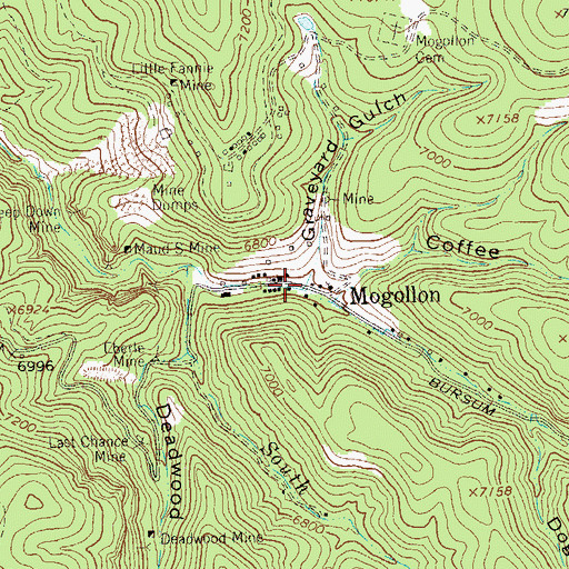 Topographic Map of Graveyard Gulch, NM