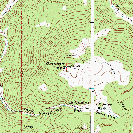 Topographic Map of Greenie Peak, NM