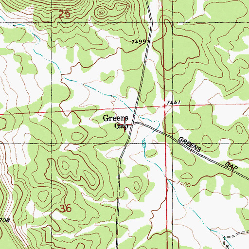 Topographic Map of Greens Gap, NM