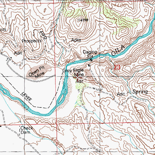 Topographic Map of Grey Eagle Mine, NM