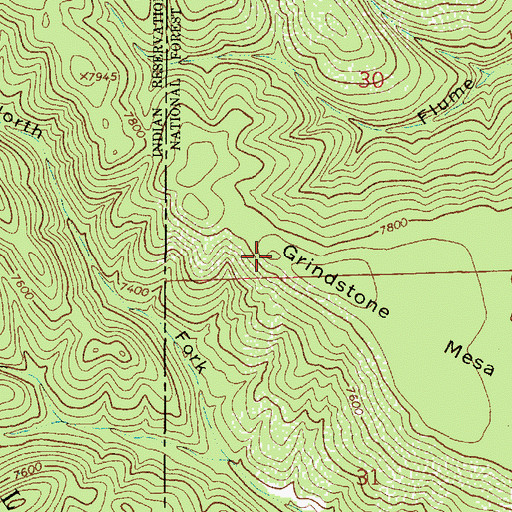 Topographic Map of Grindstone Mesa, NM