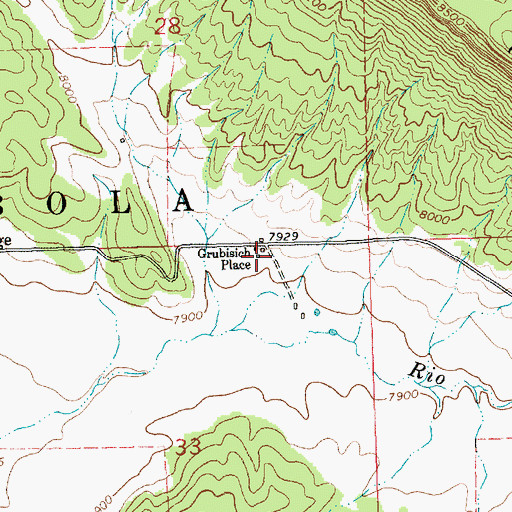 Topographic Map of Grubisich Place, NM