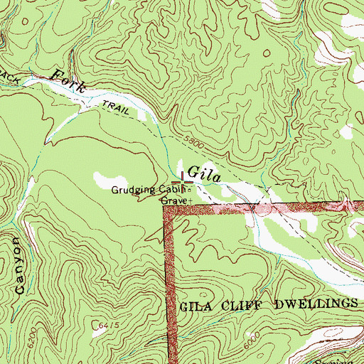 Topographic Map of Grudging Cabin, NM