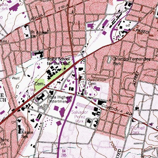 Topographic Map of Guadalupe Cemetery, NM