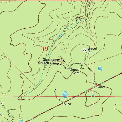 Topographic Map of Guadalupe Church Camp, NM