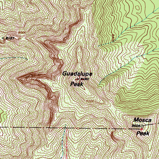 Topographic Map of Guadalupe Peak, NM