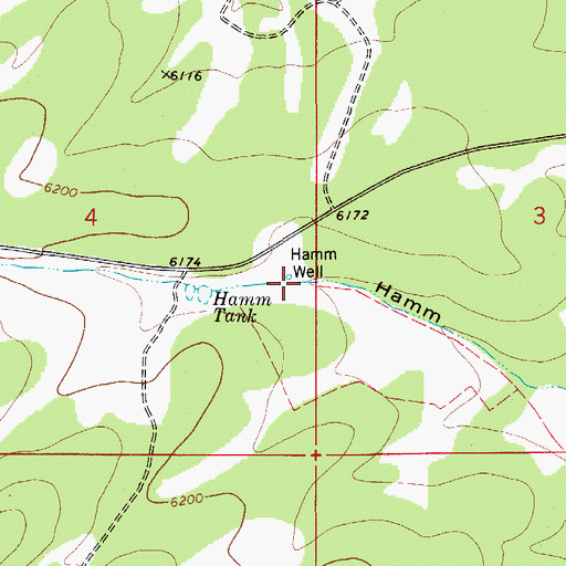 Topographic Map of Hamm Well, NM