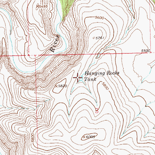 Topographic Map of Hanging Rocks Tank, NM