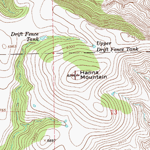 Topographic Map of Hanna Mountain, NM