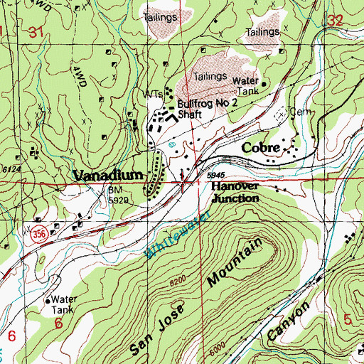 Topographic Map of Hanover Junction, NM