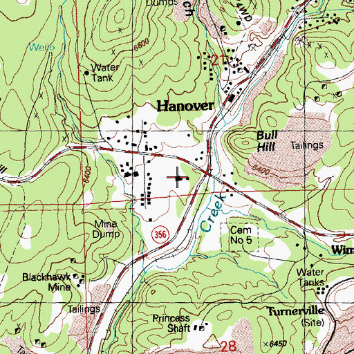 Topographic Map of Hanover School, NM