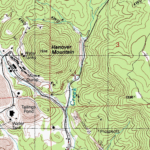 Topographic Map of Hanover Tunnel Number 2, NM
