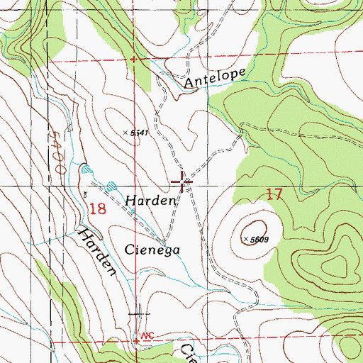 Topographic Map of Harden Cienega, NM