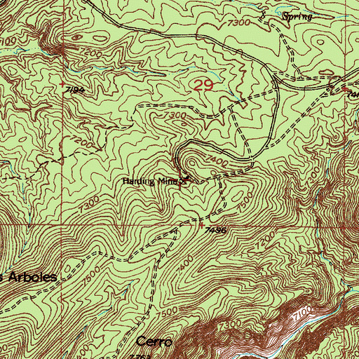 Topographic Map of Harding Mine, NM